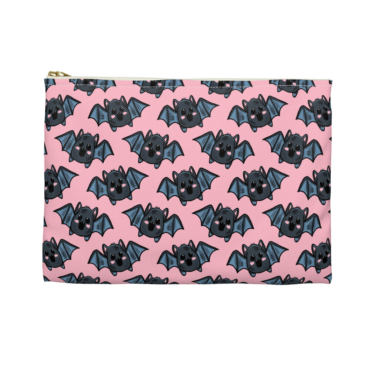Cute Pink Bats Halloween Print Polyester Accessory Pouch Travel Bag