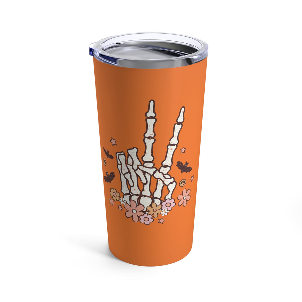 Retro Groovy Skeleton Peace Sign Halloween Fall Stainless Steel Tumbler 20oz