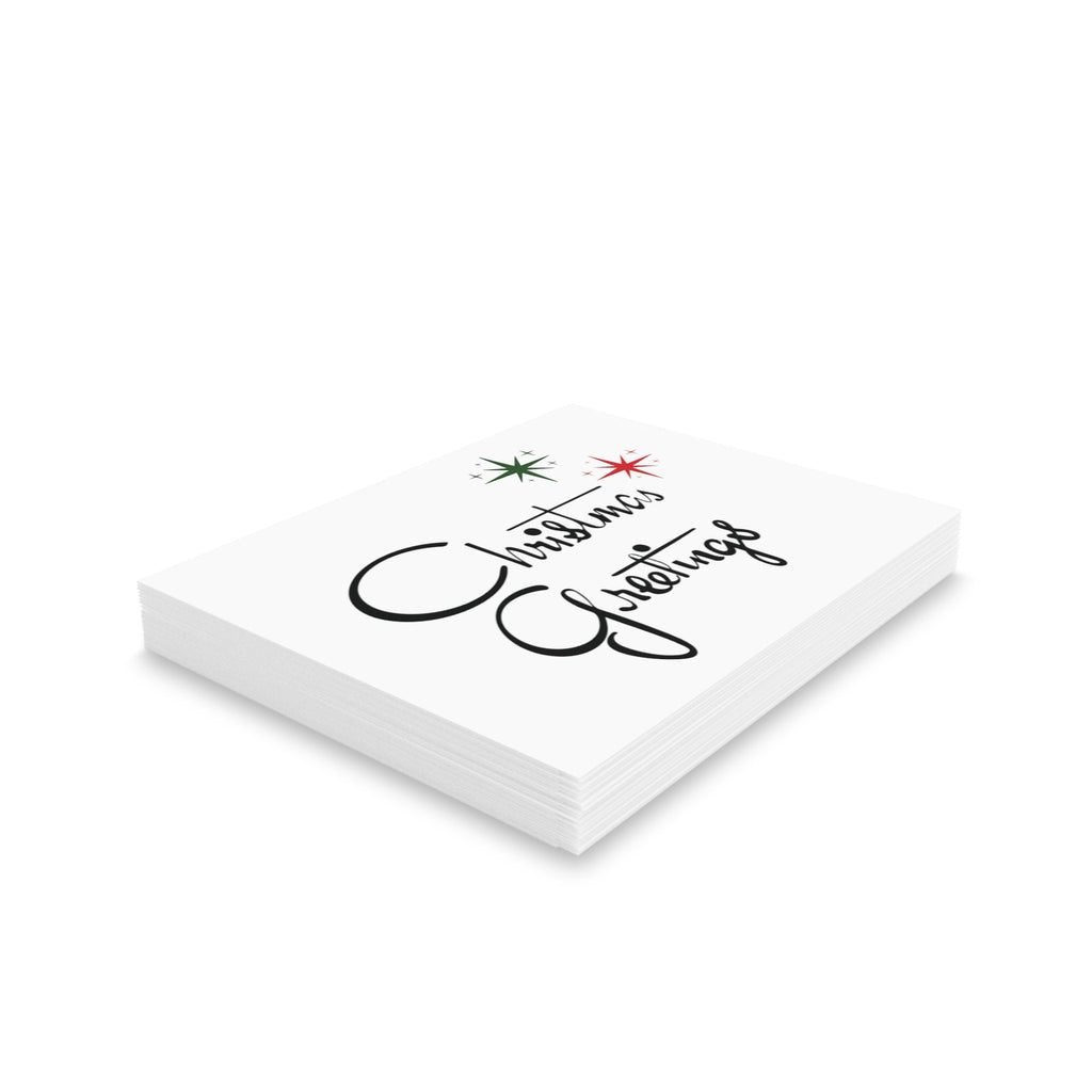 Christmas Greetings Starburst Atomic Mid Century Retro Christmas Style Matte Greeting Cards (8, 16, and 24 pcs)