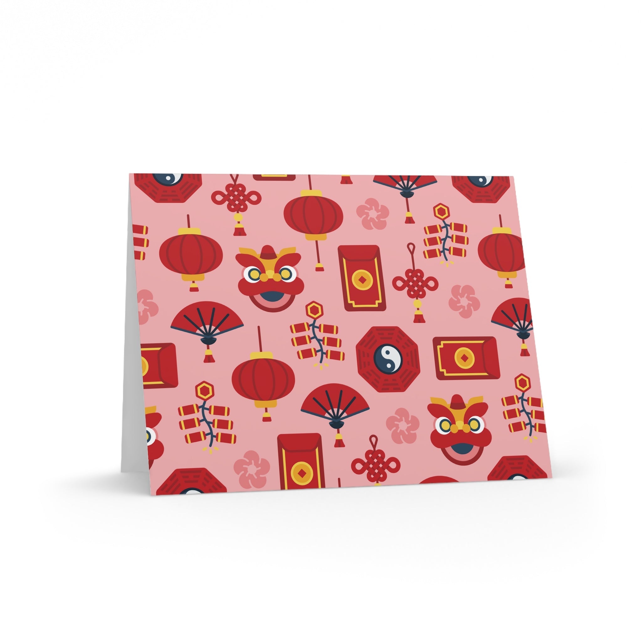 Lunar New Year Of The Dragon Spring Festival Holiday Matte Greeting Cards (8, 16, and 24 pcs)