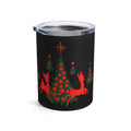 Red Reindeer Christmas Trees Mid Century Retro Christmas Print Stainless Steel Tumbler 10oz