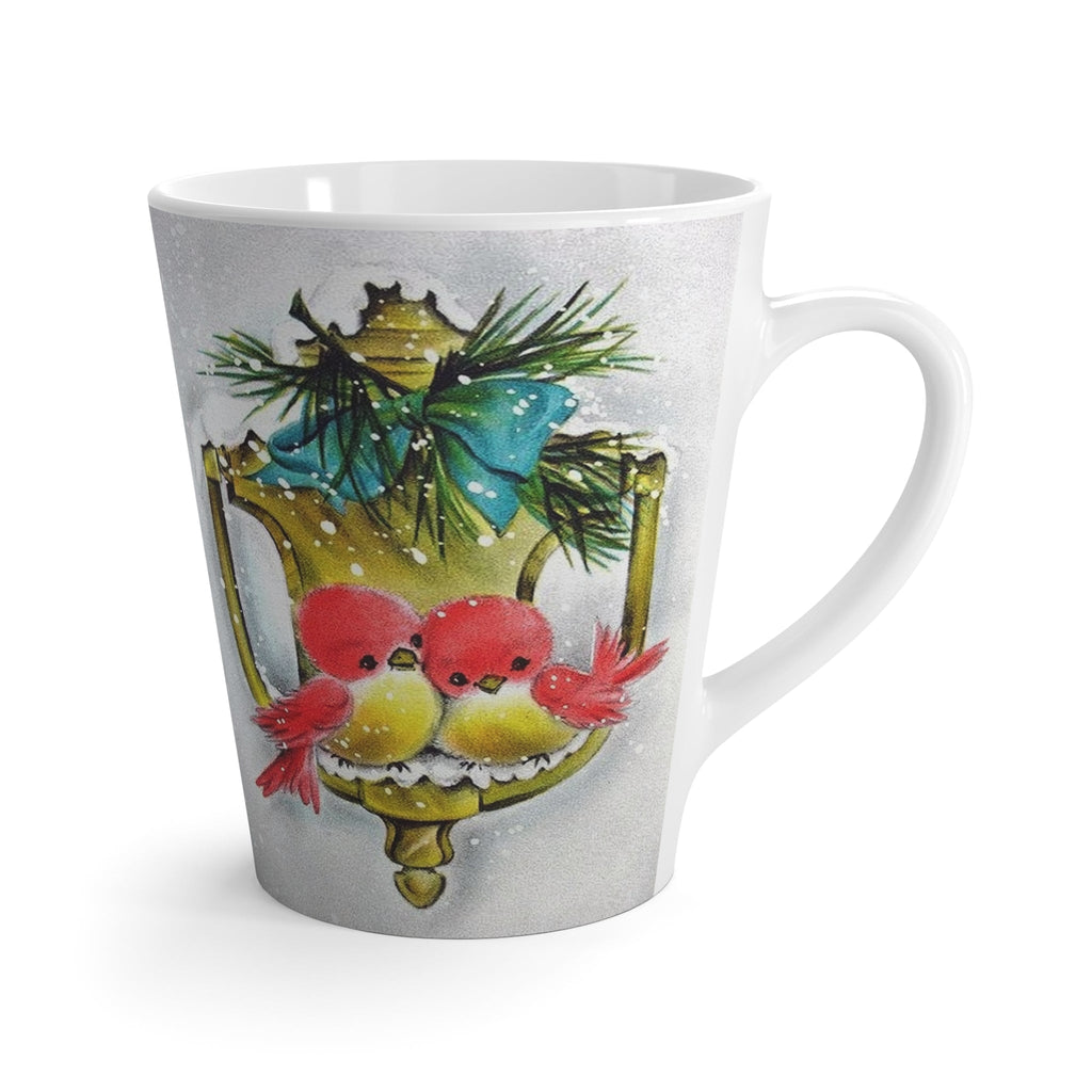 Christmas Red Love Birds Winter Retro Christmas Print Latte Coffee Mug