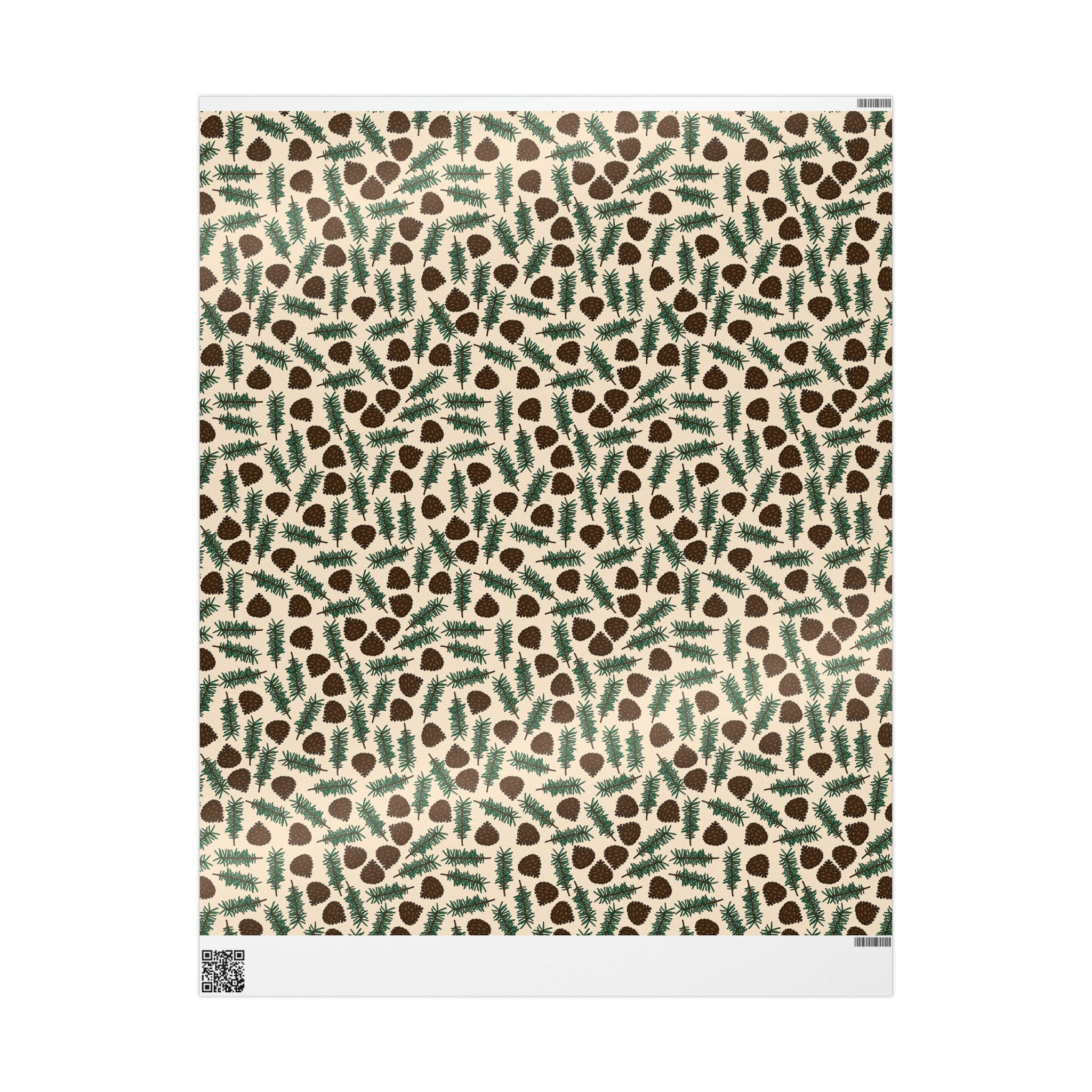 Pinecones With Sprigs Of Pine Cute Winter Christmas Print Holiday Gift Wrap Paper - Glossy Or Matte