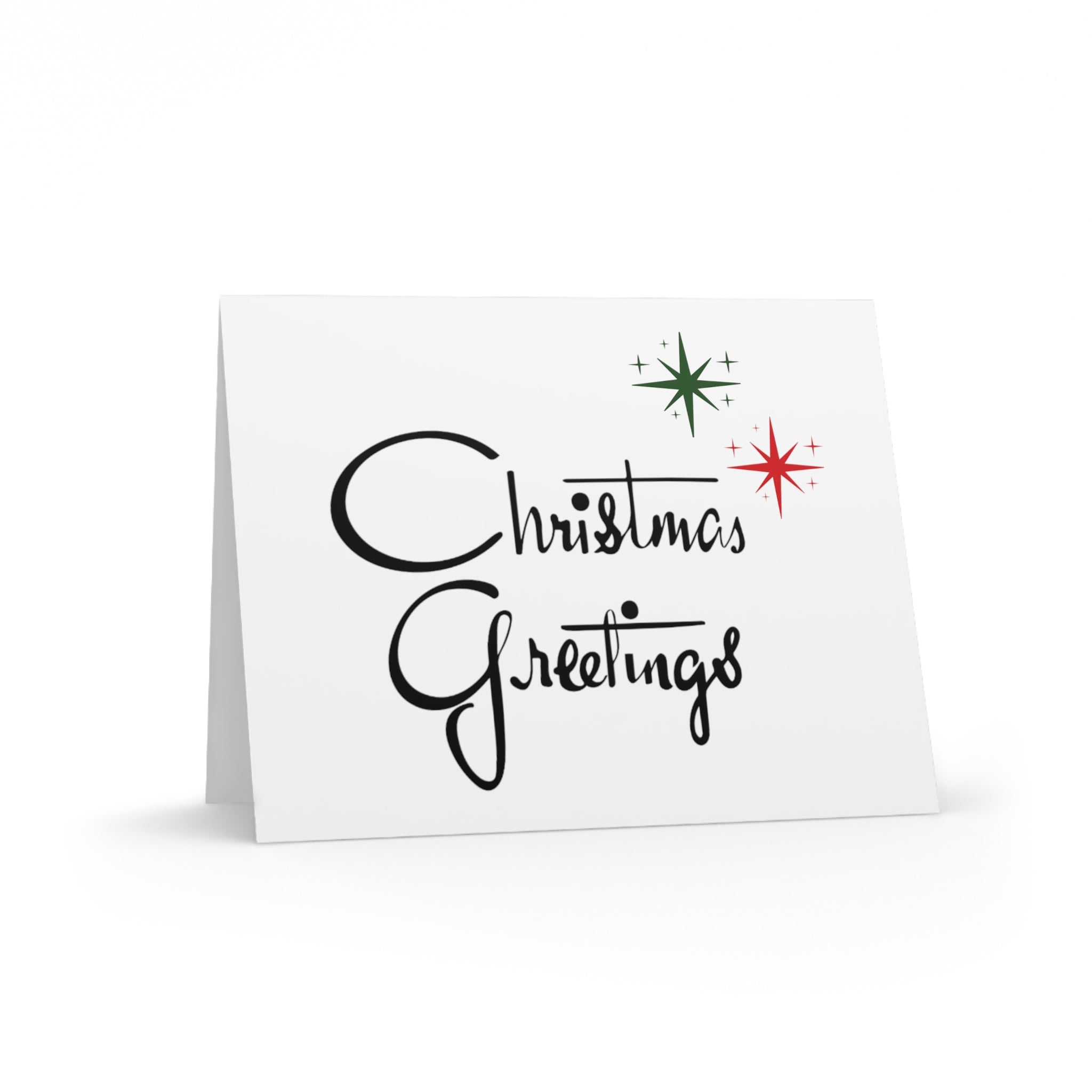 Christmas Greetings Starburst Atomic Mid Century Retro Christmas Style Matte Greeting Cards (8, 16, and 24 pcs)