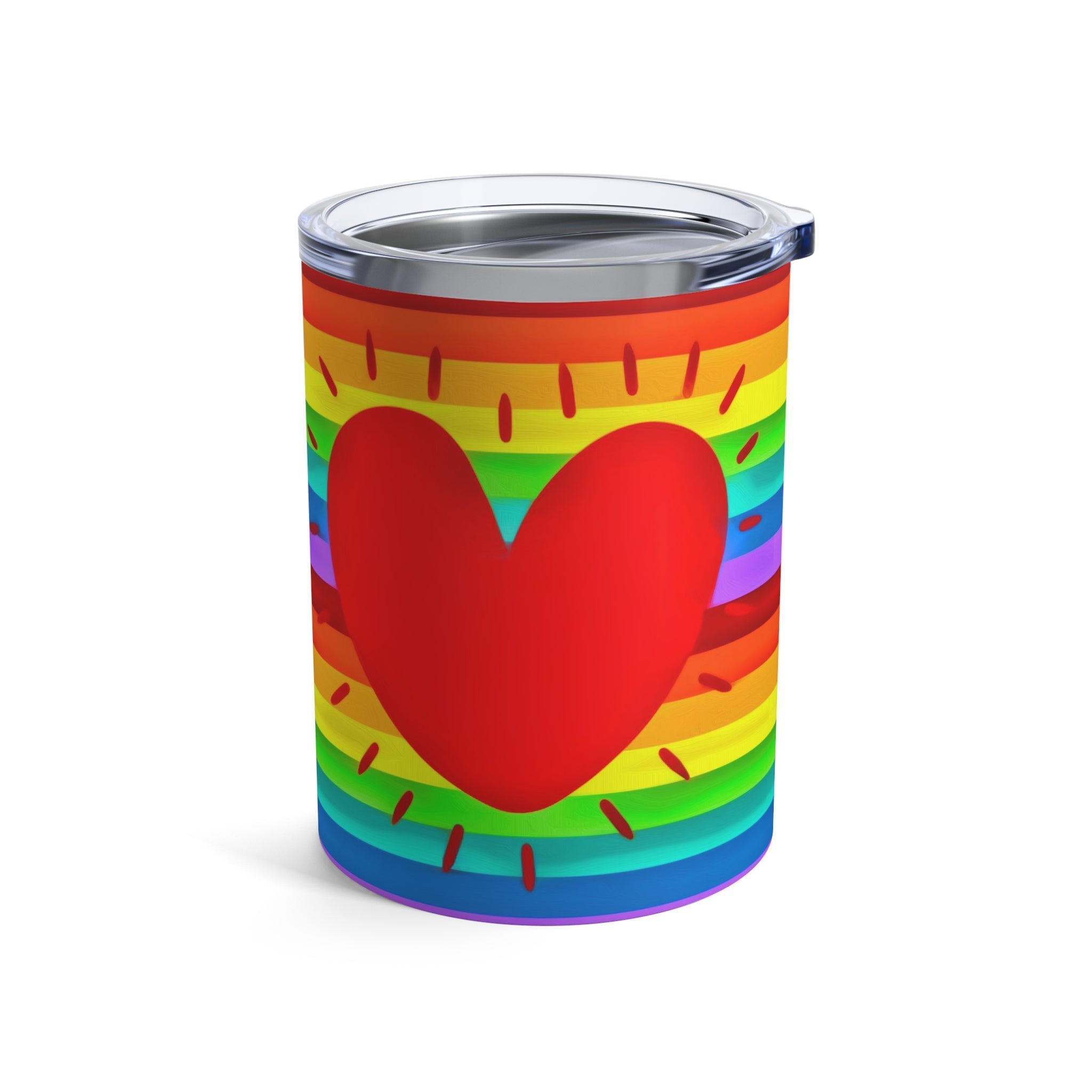 Rainbow Heart Love Pride Stainless Steel Tumbler 10oz