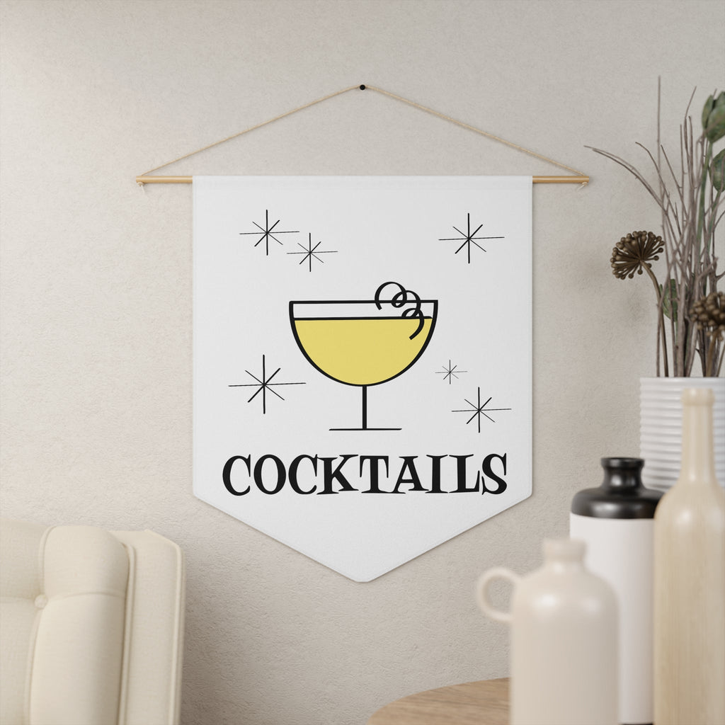 Cocktails Mid Century Retro Style Wall Hanging Banner Flag