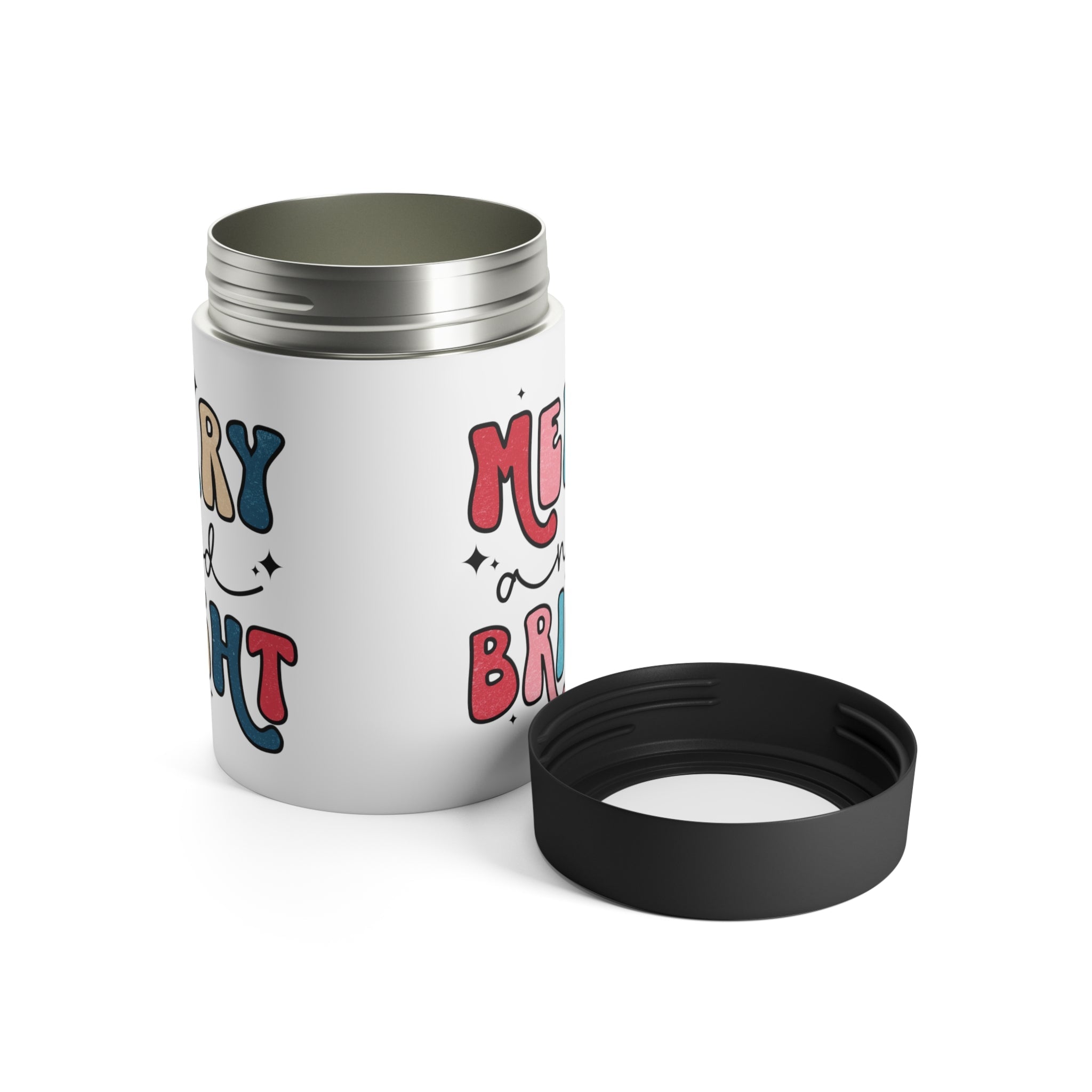 Merry And Bright Christmas Stainless Steel Can Holder