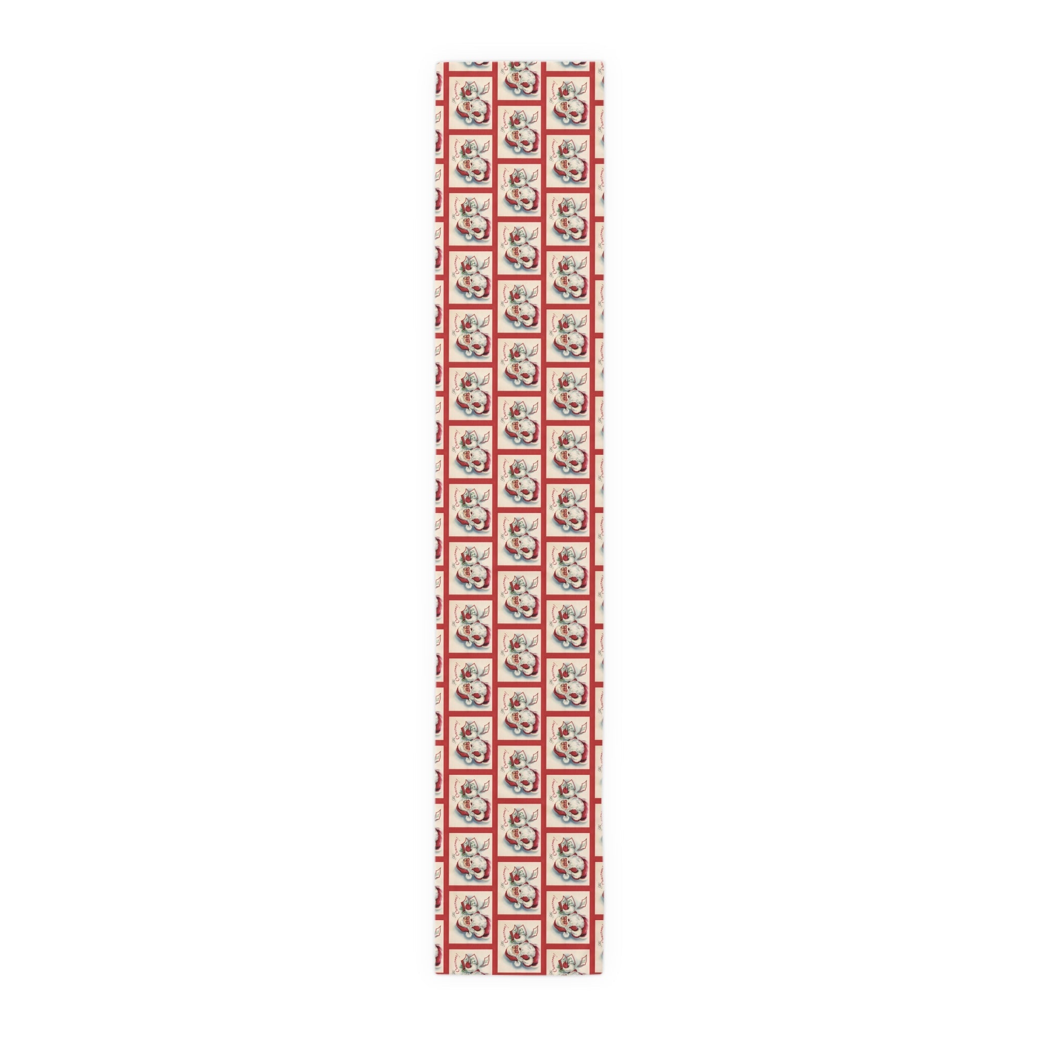 It's Christmas! Santa Calendar Mid Century Retro Christmas Print Home Decor Cotton Poly Table Runner