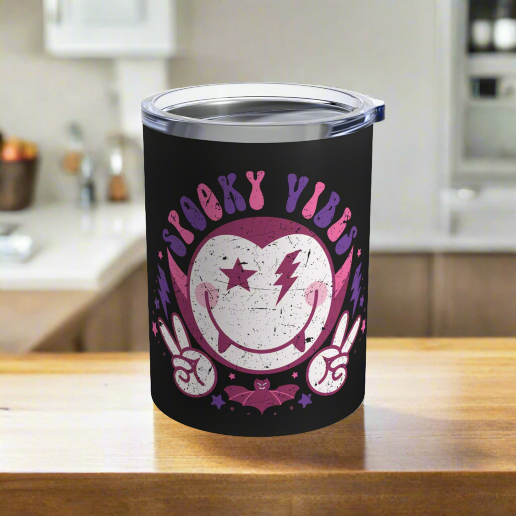 Spooky Vibes Dracula Halloween Stainless Steel Travel Tumbler 10oz