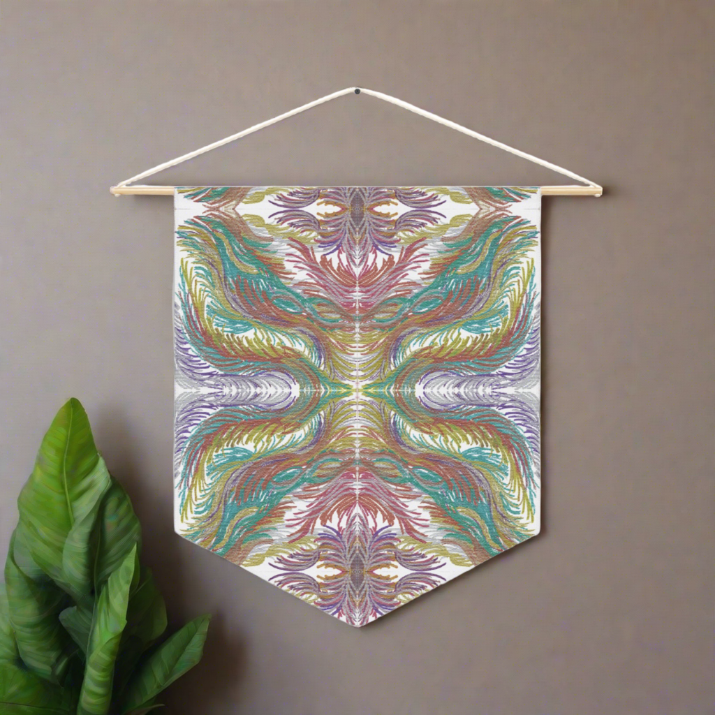 Space Feathers 2 Mosaic Caden Caraco Art Print Wall Hanging Banner Flag