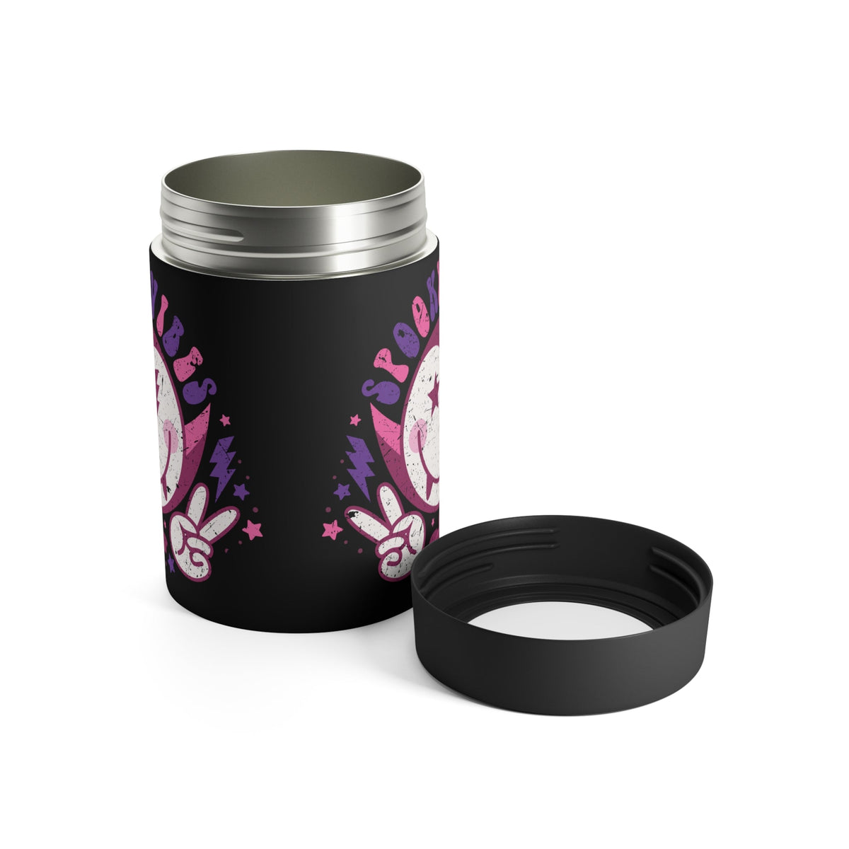Spooky Vibes Cute Dracula Halloween Distressed Print Stainless Steel Can Holder