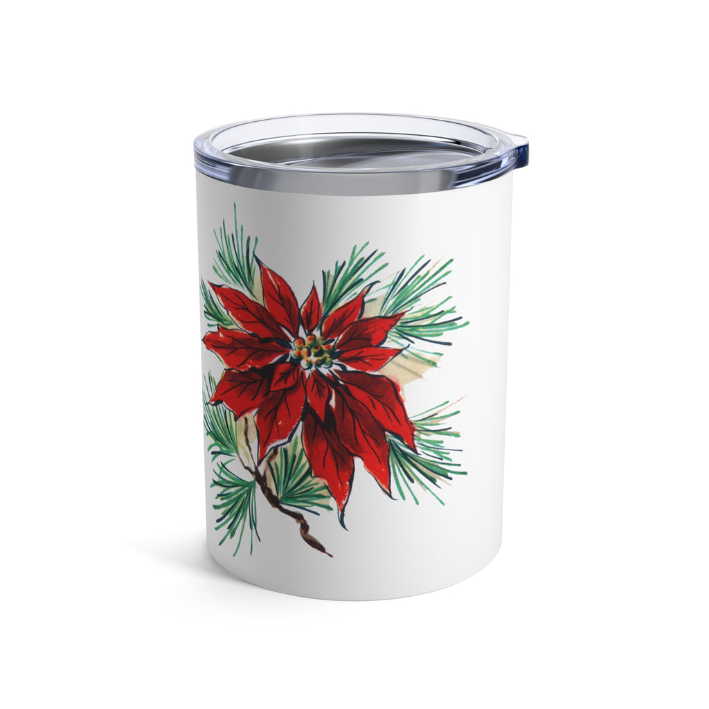 Christmas Poinsettia Vintage Retro Christmas Print Stainless Steel Tumbler 10oz