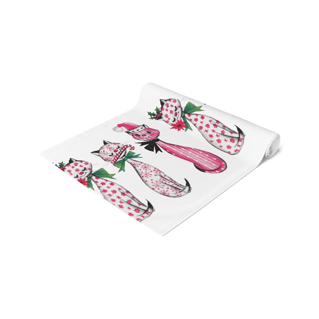 Christmas Cats Retro Style Table Runner
