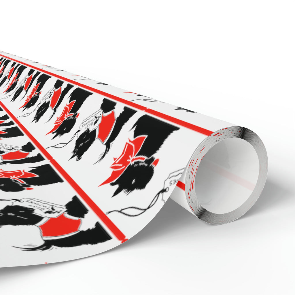 Best Wishes Christmas Scotties Mid Century Retro Christmas Print Holiday Gift Wrap Paper - Glossy Or Matte