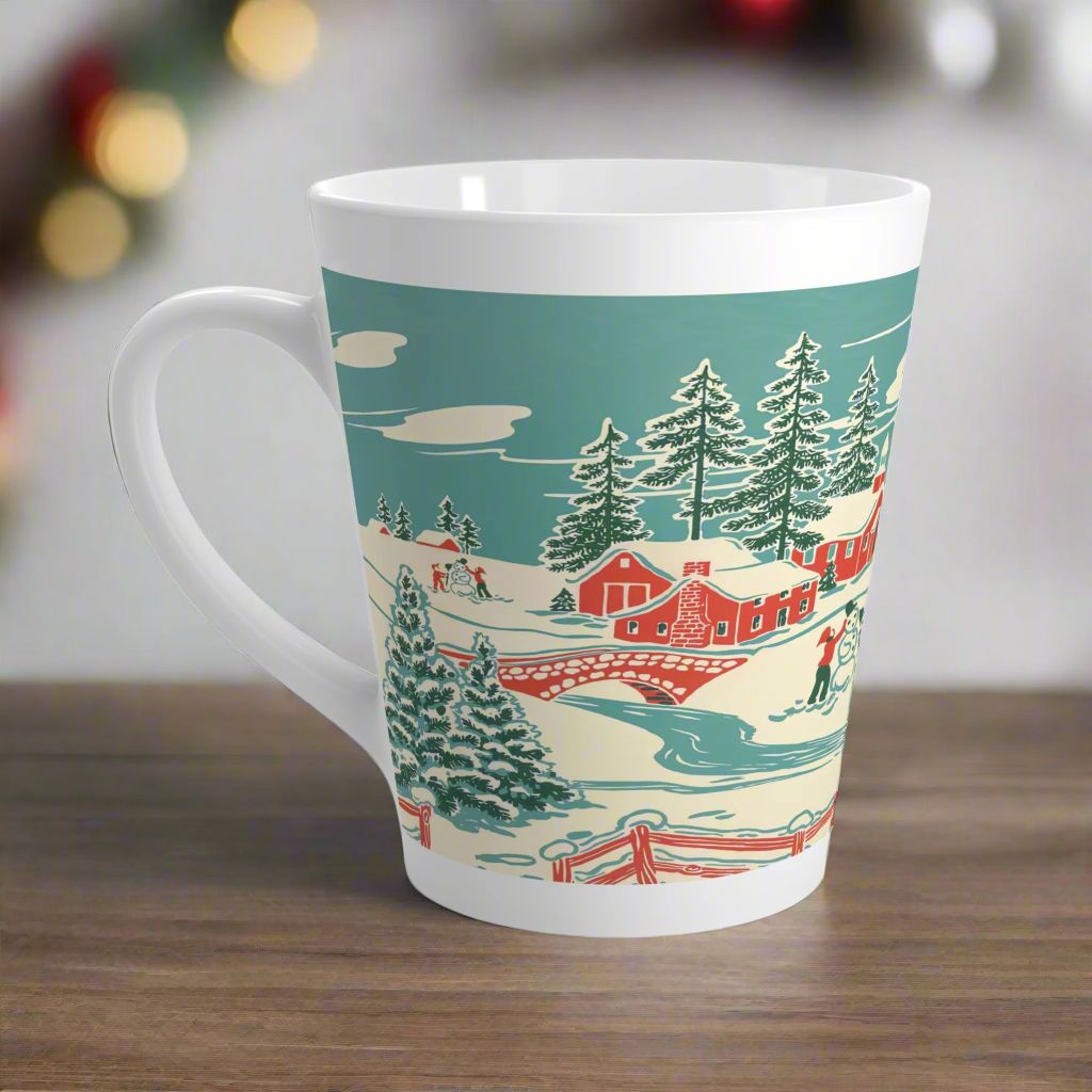Christmas Winter Scene Retro Christmas Latte Coffee Mug