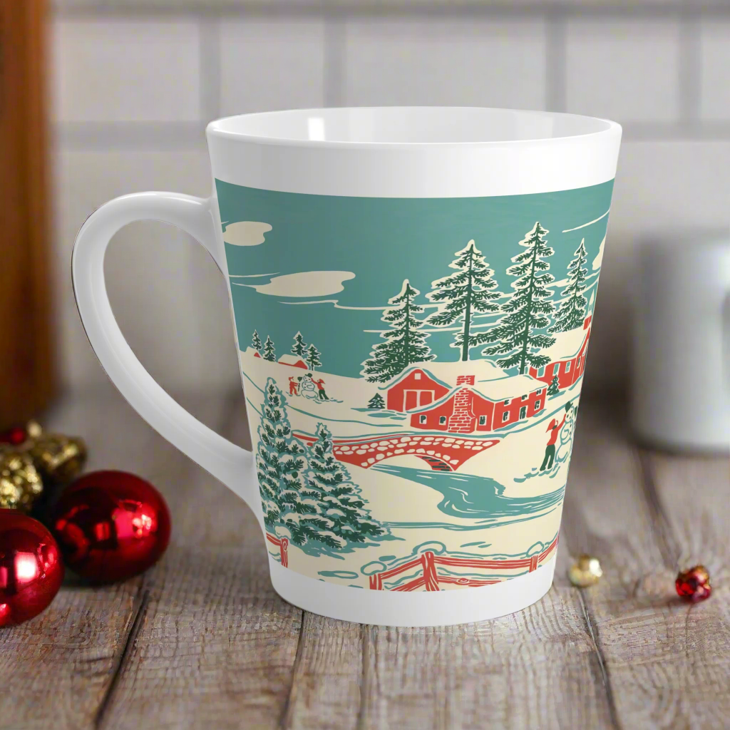 Christmas Winter Scene Retro Christmas Latte Coffee Mug