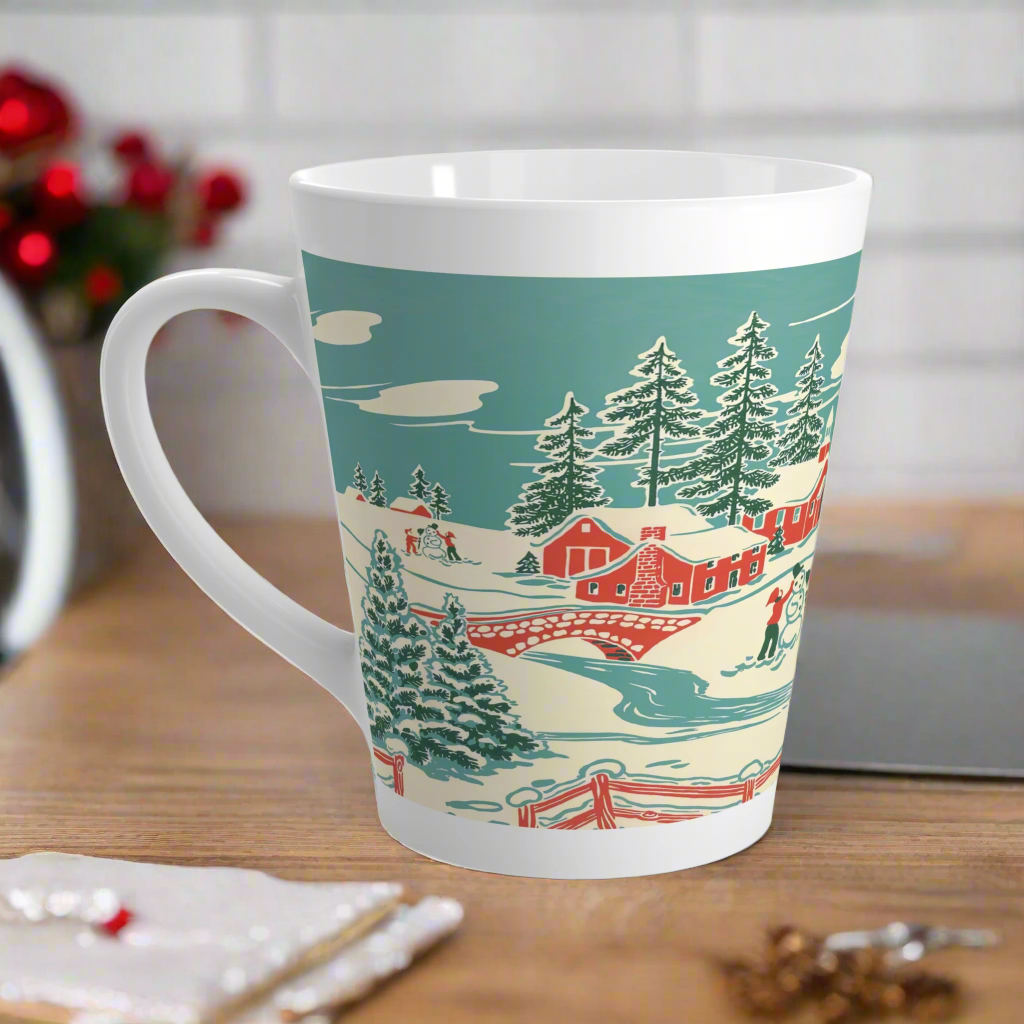 Christmas Winter Scene Retro Christmas Latte Coffee Mug