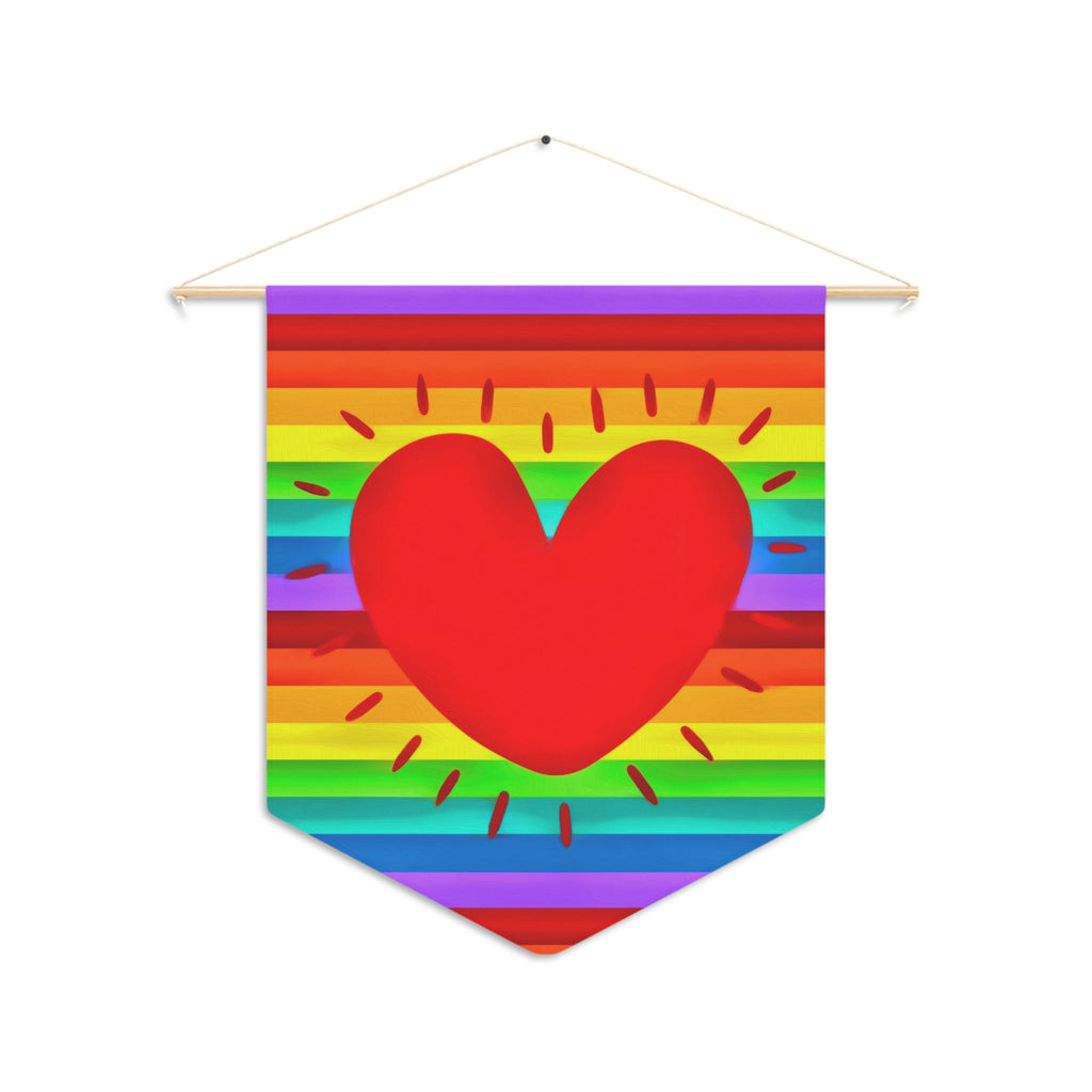 Rainbow Heart Pride Print Decor Wall Hanging Banner Flag
