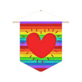 Rainbow Heart Pride Print Decor Wall Hanging Banner Flag