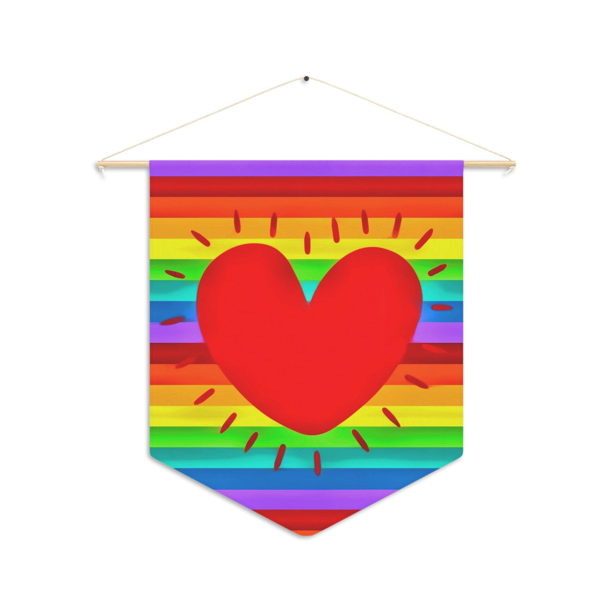 Rainbow Heart Pride Print Decor Wall Hanging Banner Flag