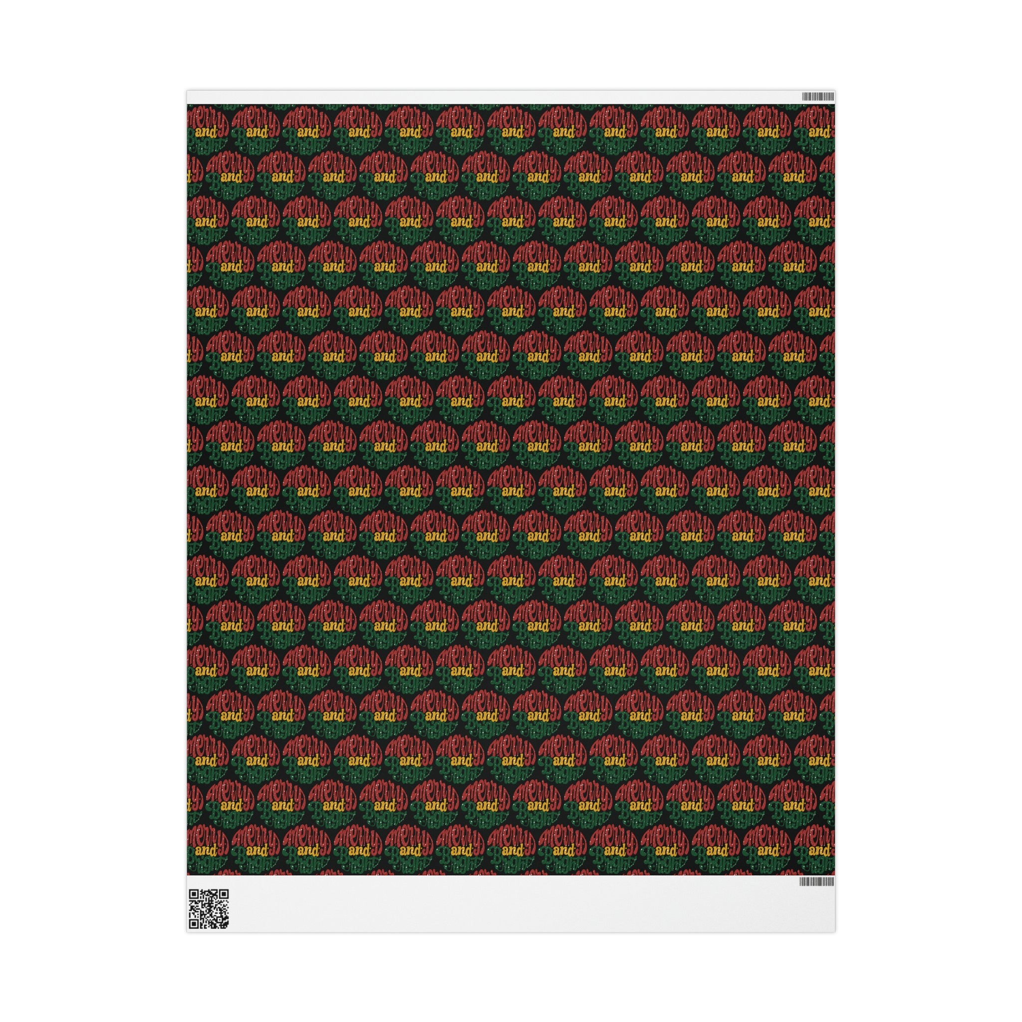 Merry And Bright Black Christmas Print Holiday Gift Wrap Paper - Glossy Or Matte