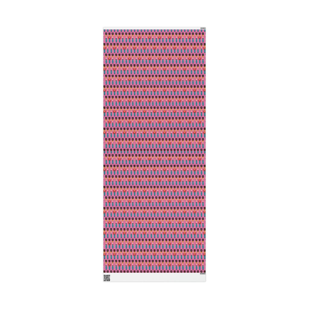 Christmas Toy Soldiers Pink Mid Century Retro Christmas Style Holiday Gift Wrap Paper - Glossy Or Matte