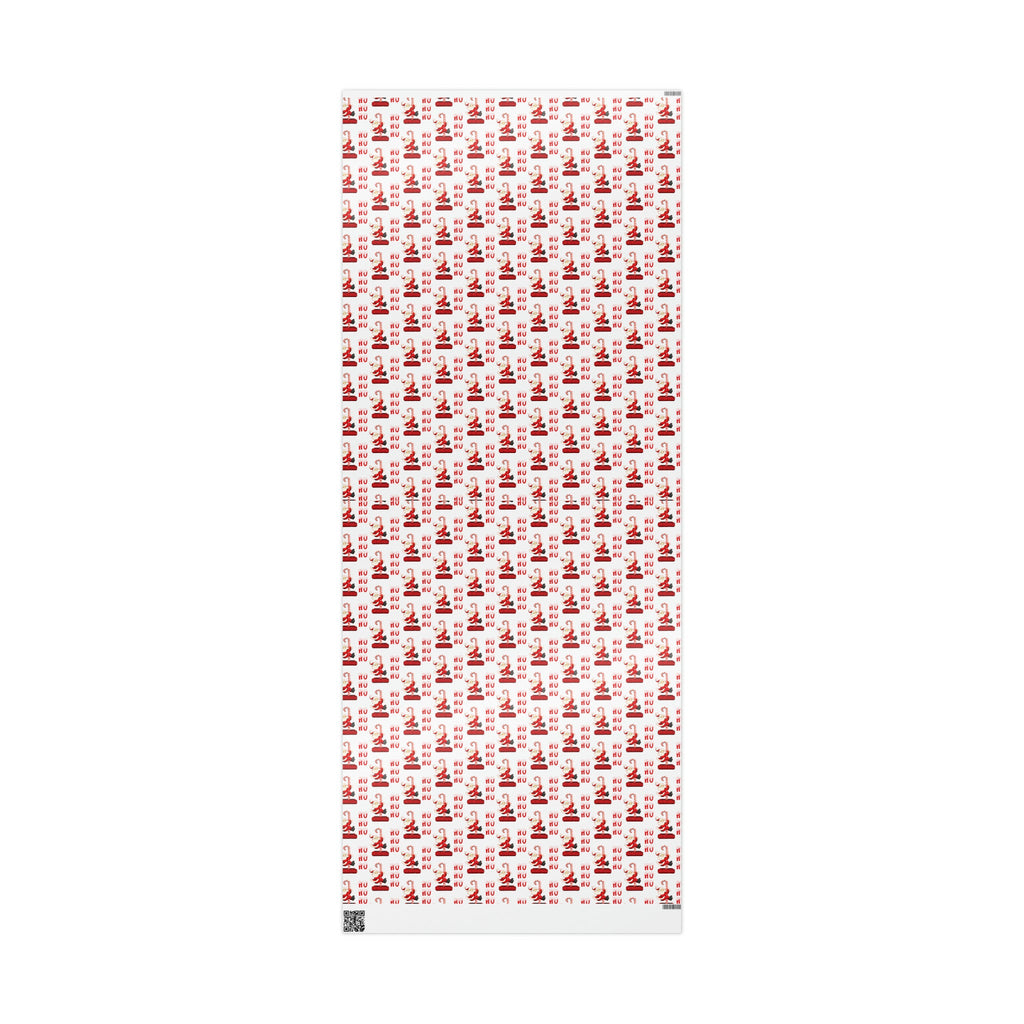 Ho Ho Ho Santa Sliding Down Candy Cane Chimney Mid Century Retro Style Holiday Gift Wrap Paper - Glossy Or Matte