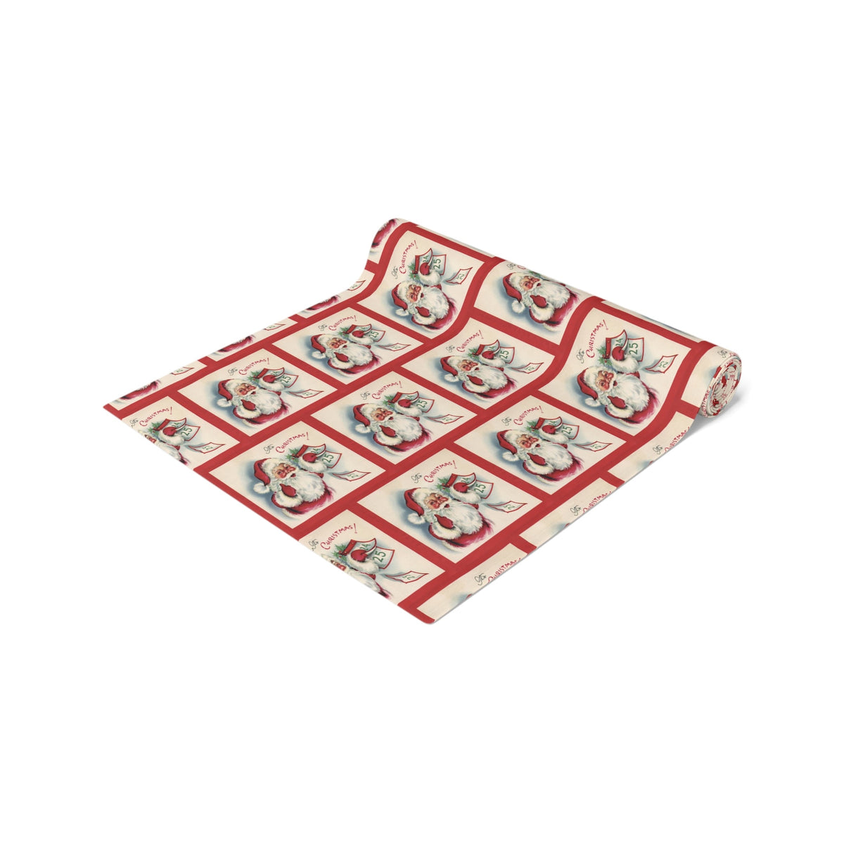 It's Christmas! Santa Calendar Mid Century Retro Christmas Print Home Decor Cotton Poly Table Runner
