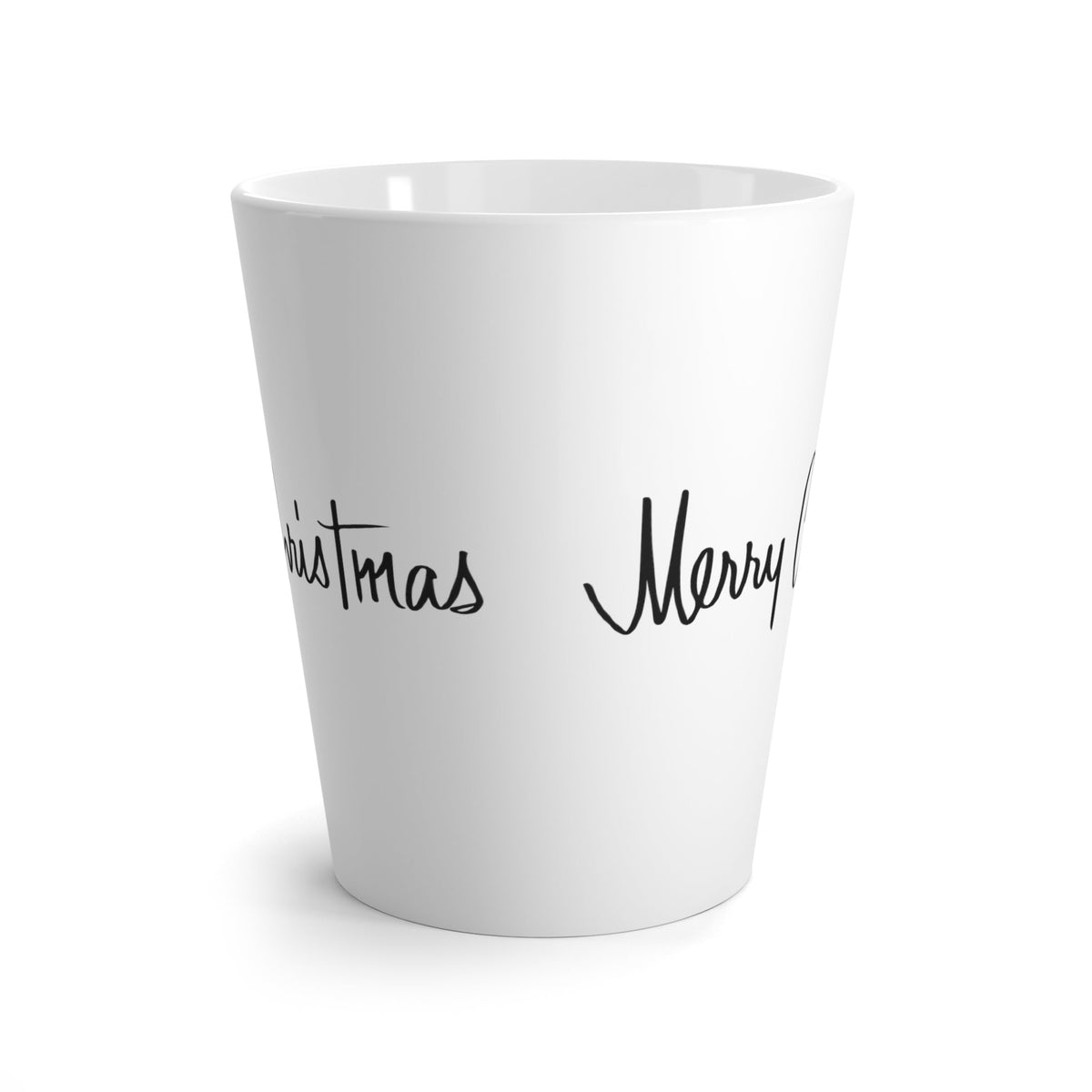 Merry Christmas Black And White Mid Century Retro Print Latte Mug