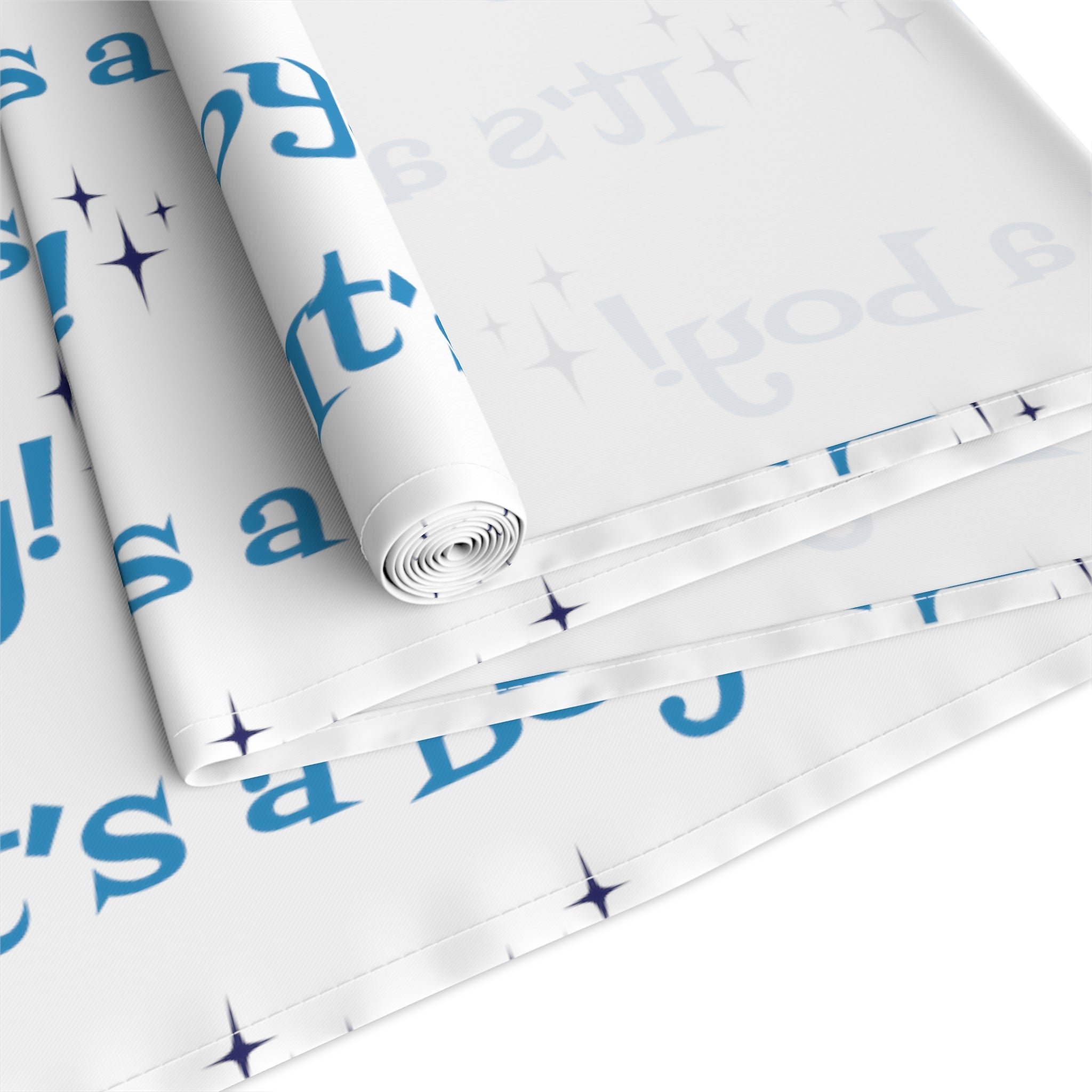 It's A Boy Starburst Atomic Mid Century Retro Style Baby Shower Table Runner - Cotton Or Polyester