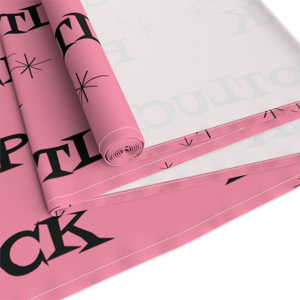 Potluck Pink Atomic Mid Century Retro Style Decor Cotton Poly Table Runner