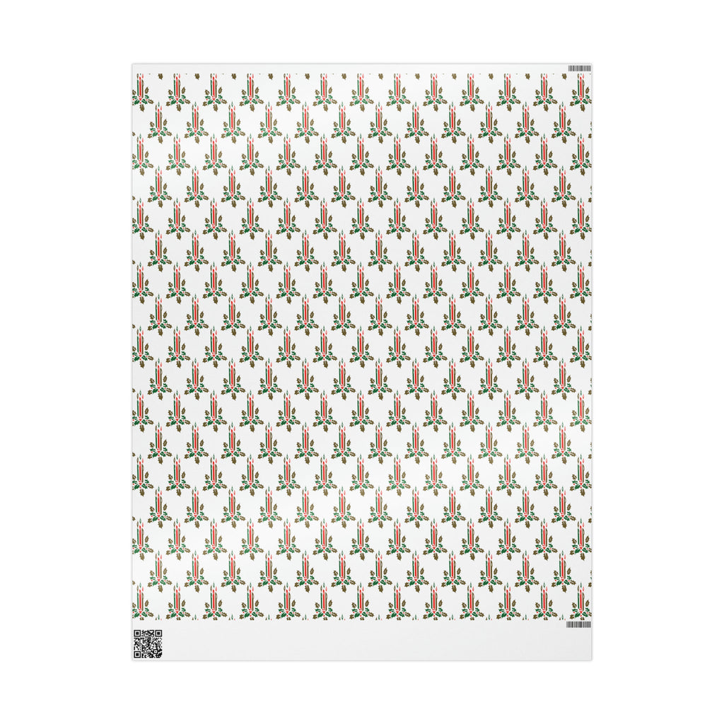Christmas Candles With Holly Mid Century Retro Christmas Print Holiday Gift Wrap Paper - Glossy Or Matte