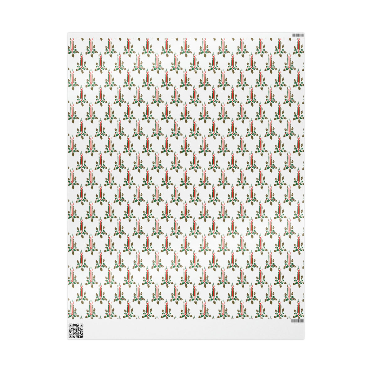 Christmas Candles With Holly Mid Century Retro Christmas Print Holiday Gift Wrap Paper - Glossy Or Matte