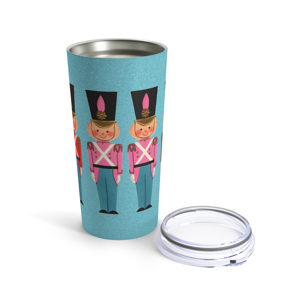 Christmas Toy Soldiers Mid Century Retro Blue Christmas Print Stainless Steel Tumbler 20oz