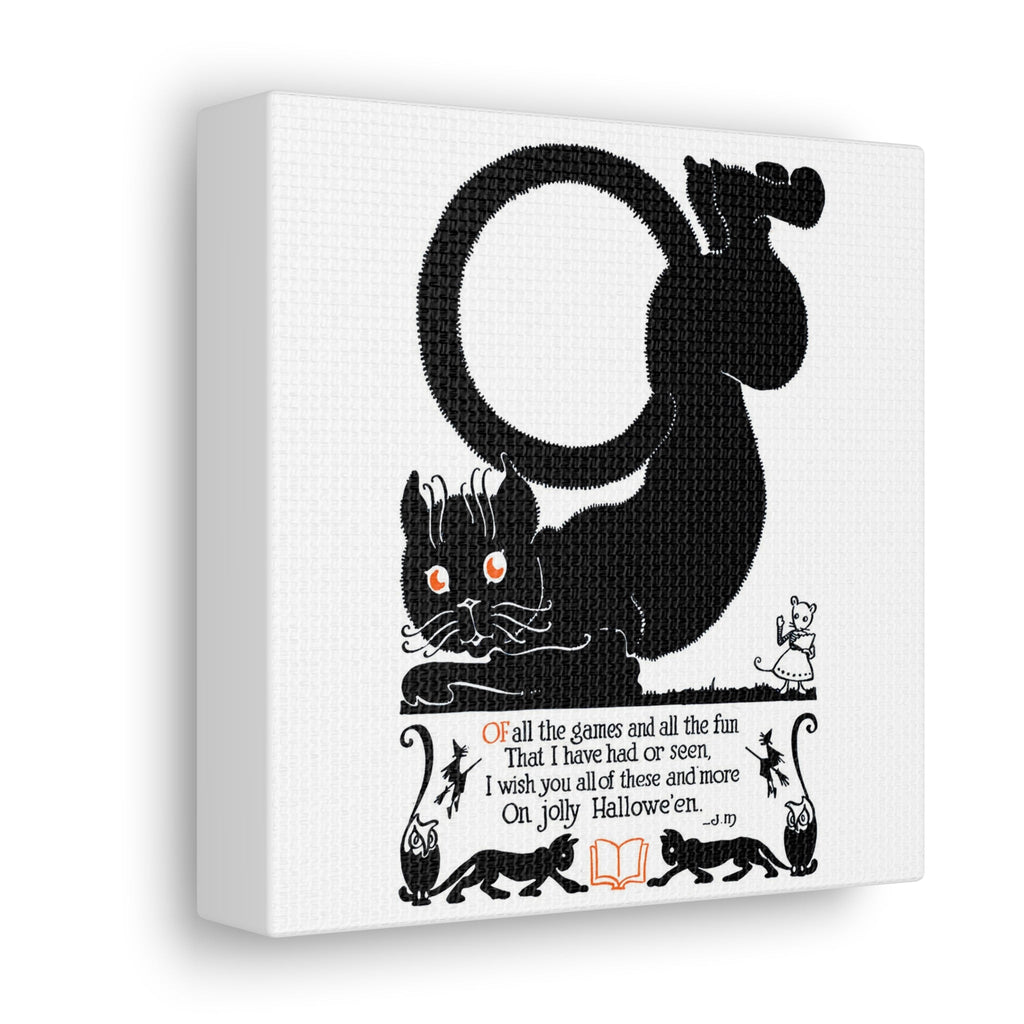 Black Cat Vintage Poem Retro Halloween Print Canvas Gallery Wraps