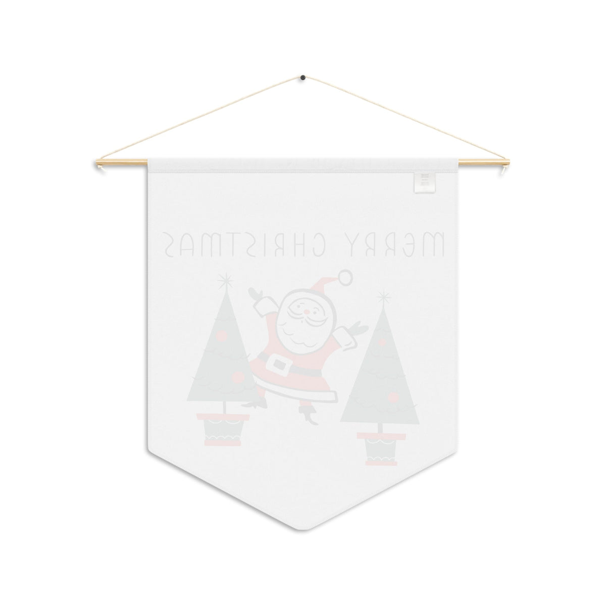 Merry Christmas Santa Christmas Trees Mid Century Retro Christmas Print Wall Hanging Banner Flag