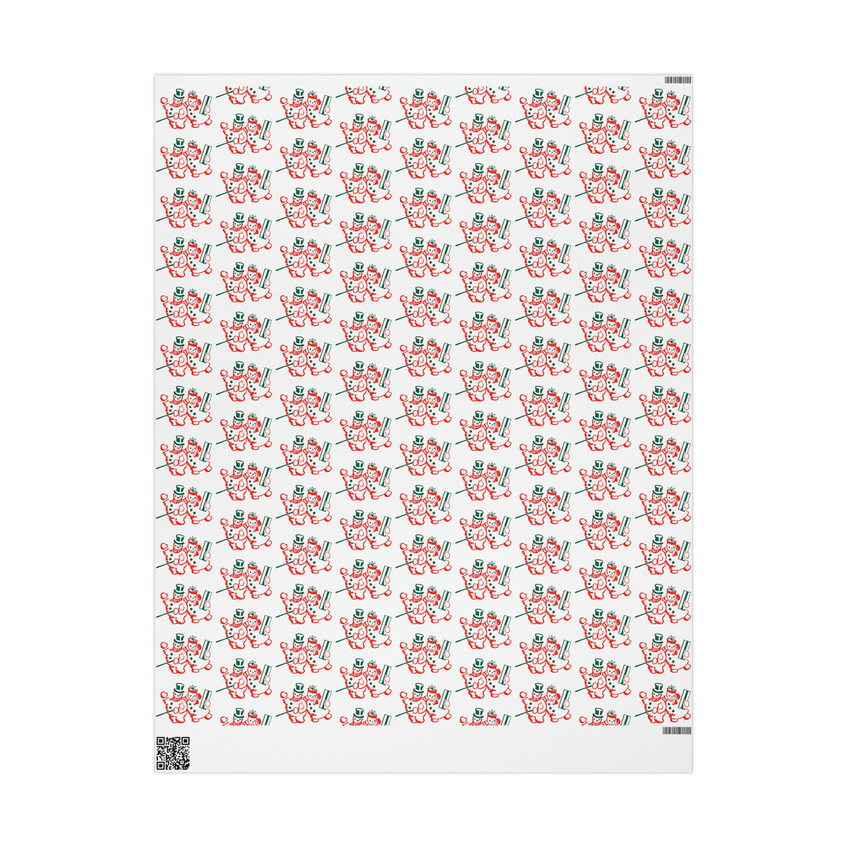 Vintage Snowman And Snowwoman Couple Mid Century Retro Christmas Print Holiday Gift Wrap Paper - Glossy Or Matte