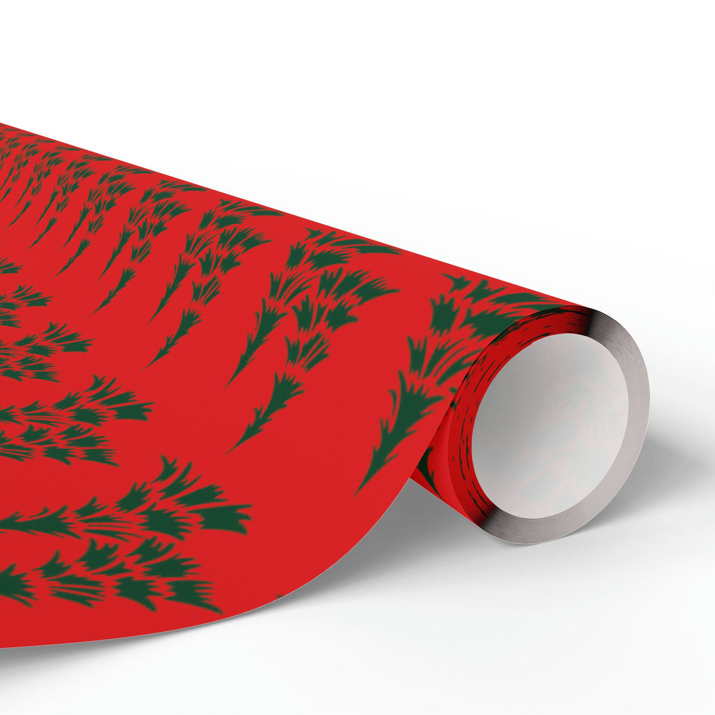 Retro Christmas Pine Trees Mid Century Retro Christmas Print Holiday Gift Wrap Paper - Glossy Or Matte