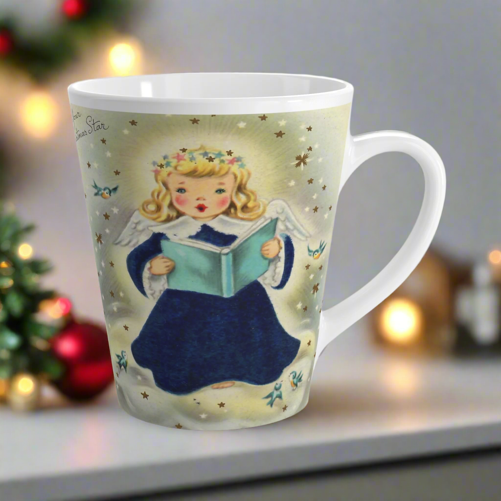 Your Christmas Star Angel Retro Christmas Print Latte Coffee Mug