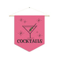 Martini Cocktails Mid Century Retro Style Pink Wall Hanging Banner Flag