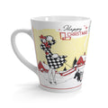 Happy Christmas Lady With Black Scottie Deco Mid Century Retro Christmas Print Latte Coffee Mug