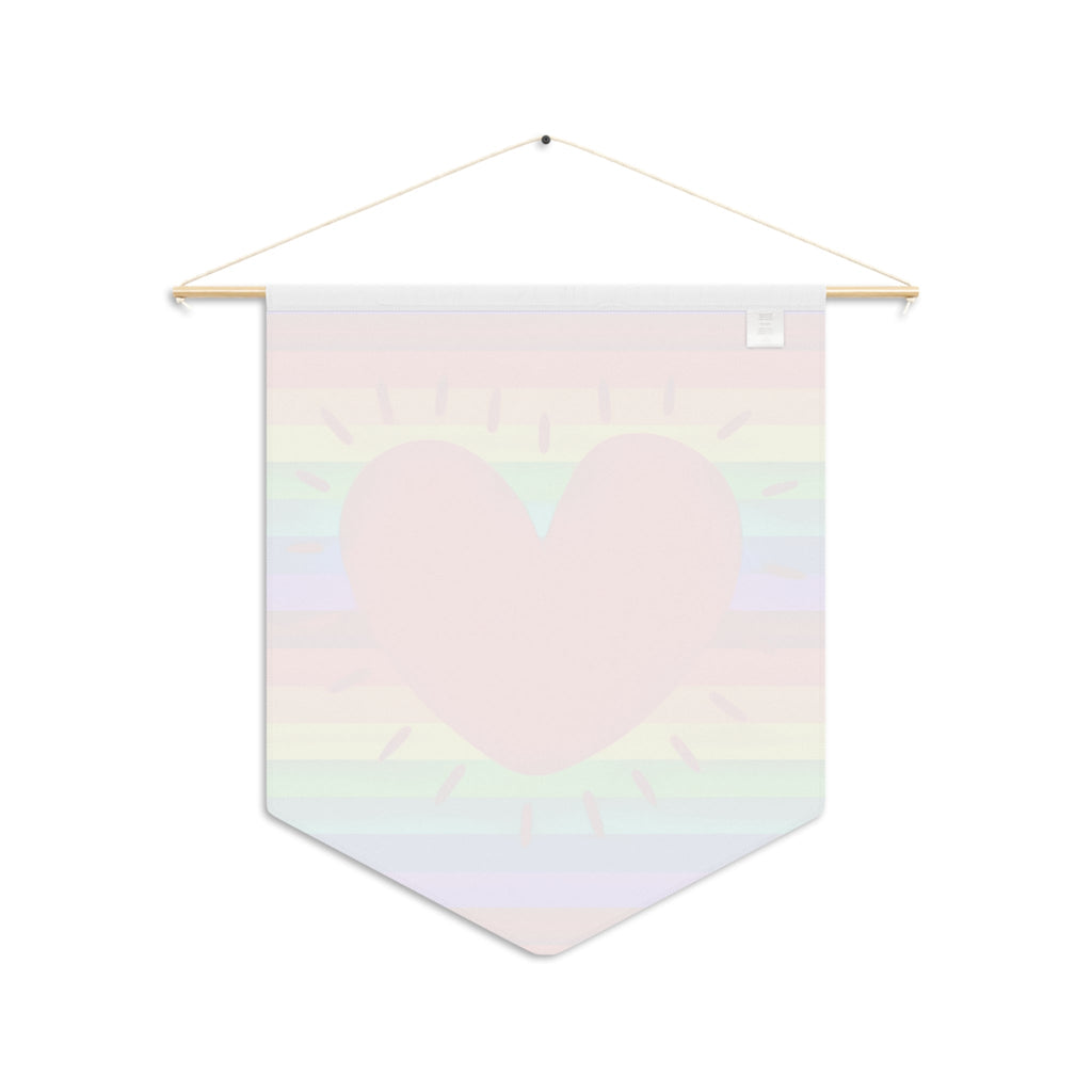 Rainbow Heart Pride Print Decor Wall Hanging Banner Flag