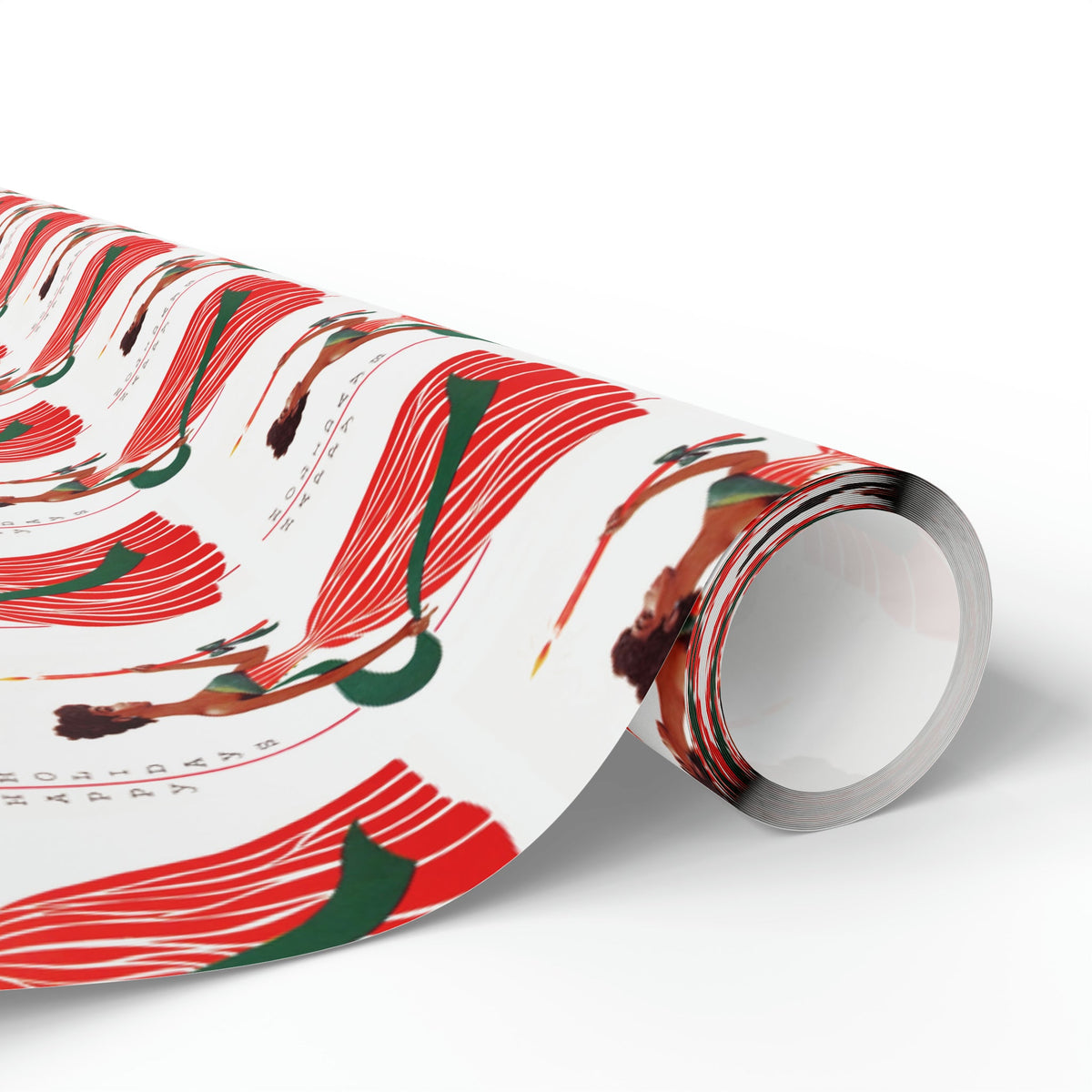 Happy Holidays Christmas Lady With Candle Retro Christmas Print Holiday Gift Wrap Paper - Glossy Or Matte
