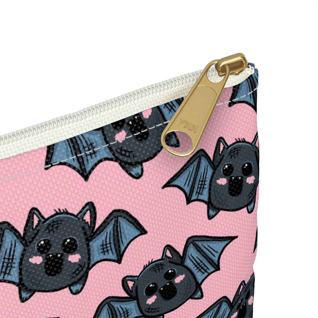 Cute Pink Bats Halloween Print Polyester Accessory Pouch Travel Bag