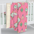 Greetings Christmas Ornaments Retro Style Pink Christmas Print Sherpa Fleece Blanket