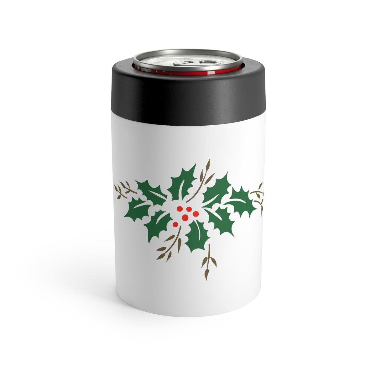 Christmas Holly Mid Century Retro Christmas Print Stainless Steel Can Holder