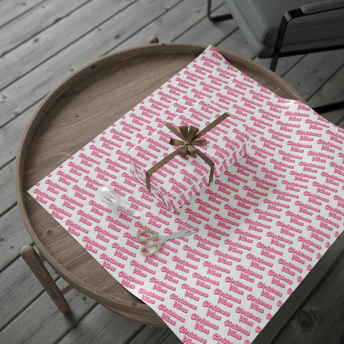 Pink Christmas Vibes Retro Style Christmas Holiday Gift Wrap Paper - Glossy Or Matte