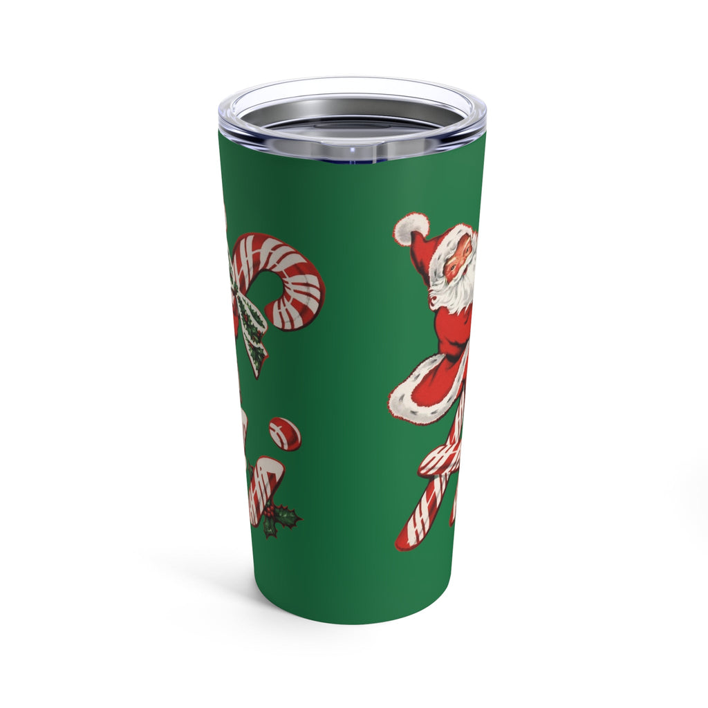 Hi Santa Candy Cane Retro Christmas Green Print Stainless Steel Tumbler 20oz