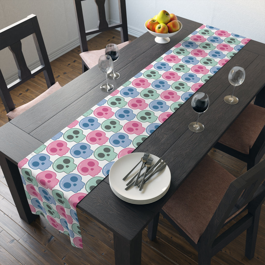 Pastel Goth Cute Halloween Skulls Home Decor Cotton Poly Table Runner