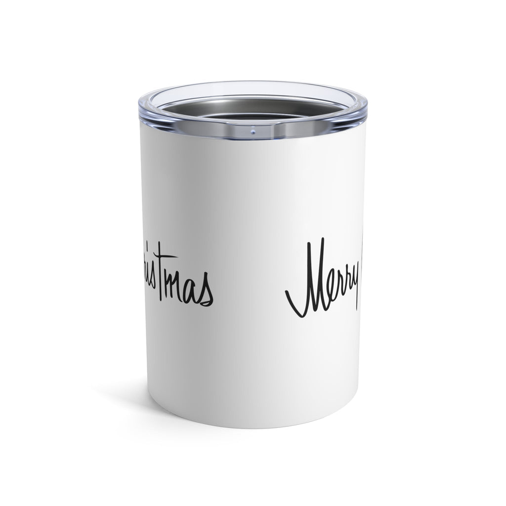 Merry Christmas Black And White Mid Century Retro Christmas Stainless Steel Tumbler 10oz